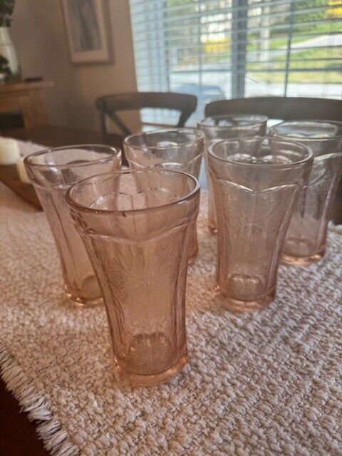 INDIANA  GLASS  DEPRESSION GLASS PINK SET OF 6  PINK  TUMBLERS