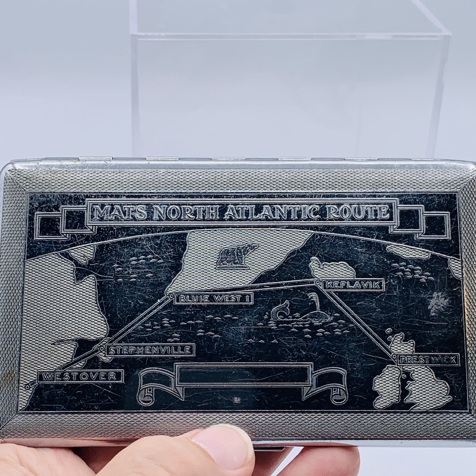 VTG Metal Cigarette Case MATS Military Air Transport Service North Atlantic Map VTG Metal Cigarette Case MATS Military Air Transport Service North Atlantic Map