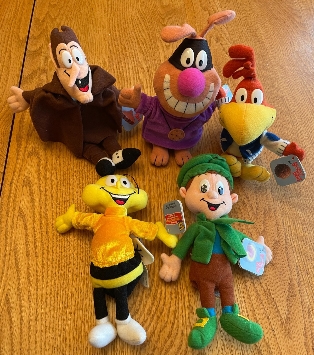 Vintage 1997 General Mills Breakfast Babies Cereal Mascot Plush Lot of 5 NWT