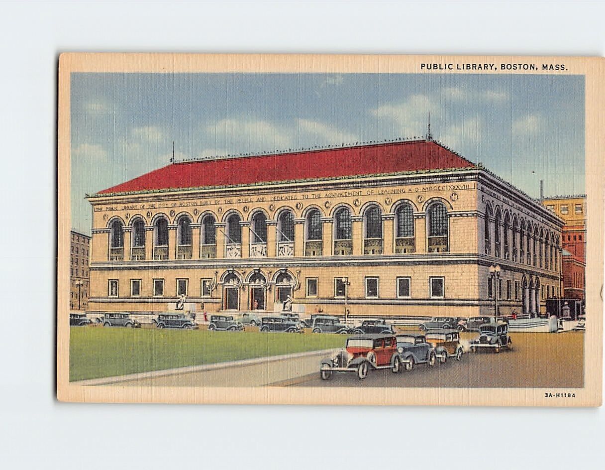 Postcard Public Library Boston Massachusetts USA