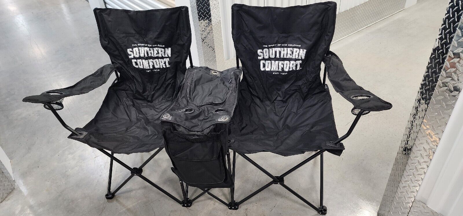 Southern Comfort Foldable Double Lawn Chair w/ Cooler Camping Chair Lawn Chair