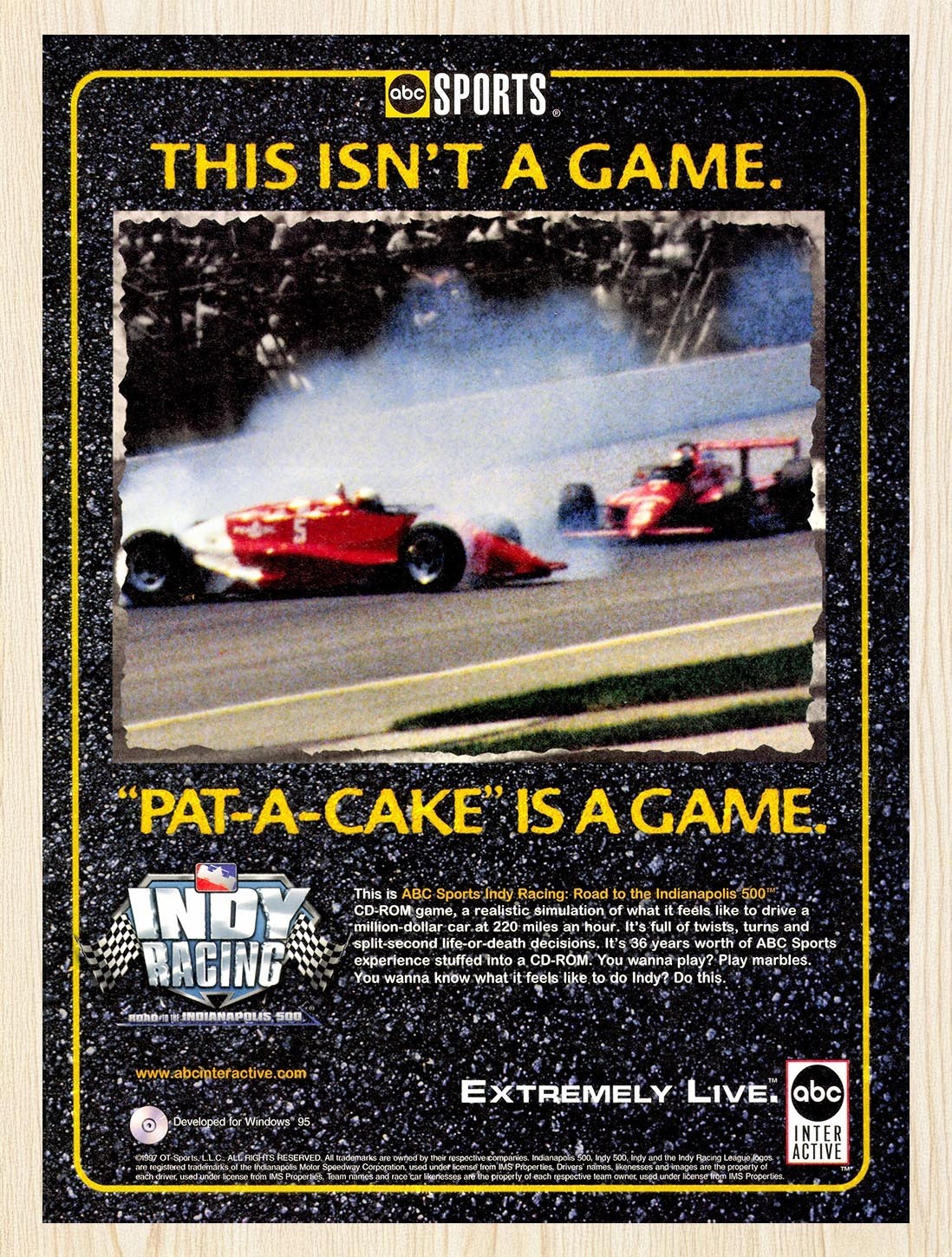1997 ABC Sports Indy Racing Original Advertisement v2