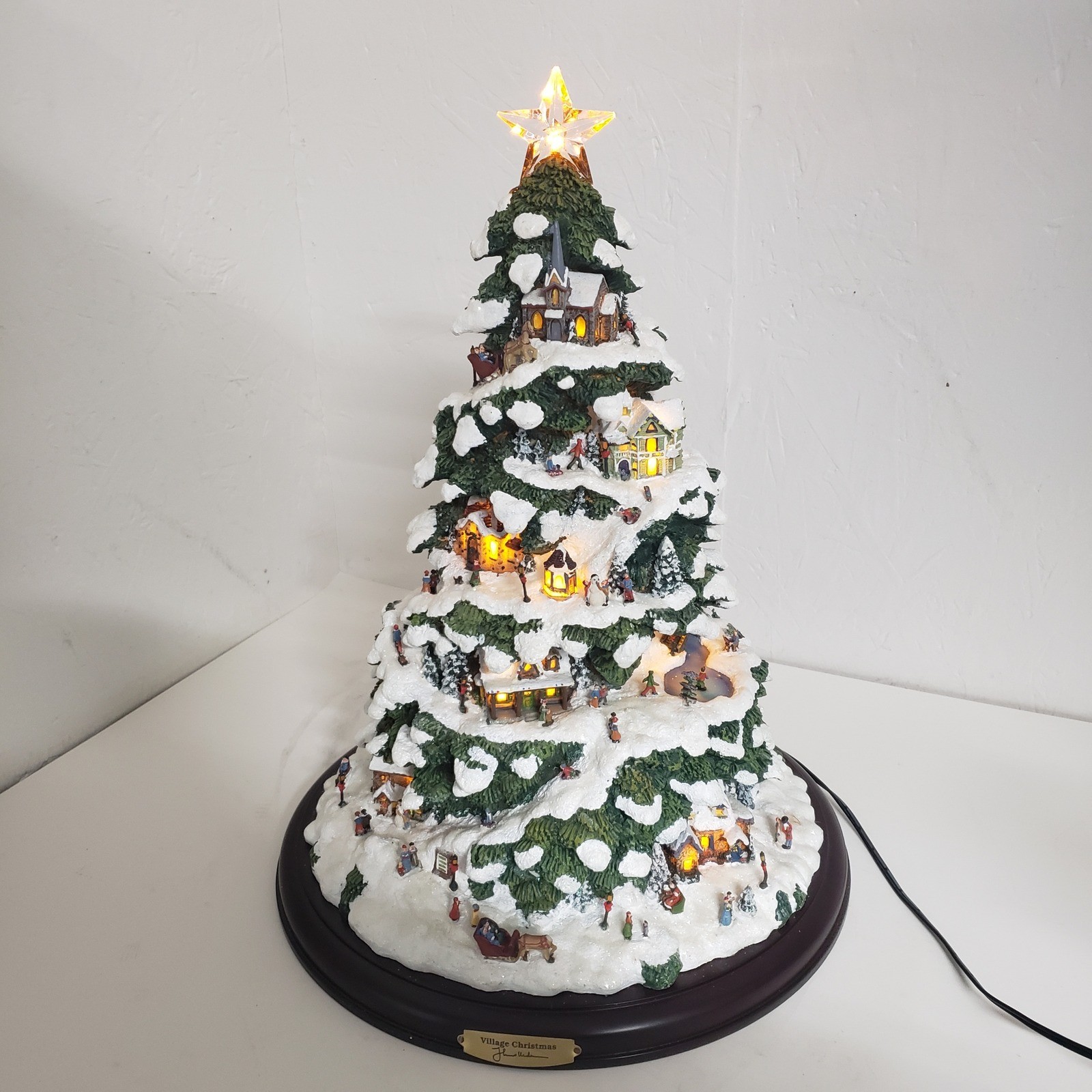 Thomas Kinkade Village Christmas Illuminated Tree Bradford Editions COA