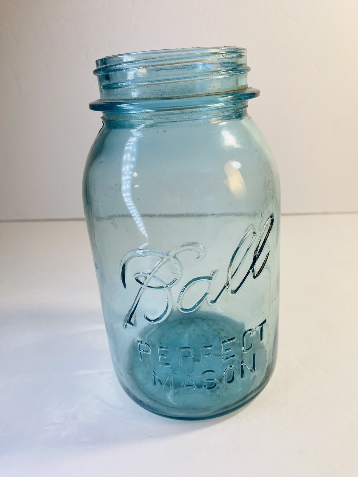 Antique Ball Perfect Mason Jar Circa 1913 -1922 Cornflower Blue Quart NO 7