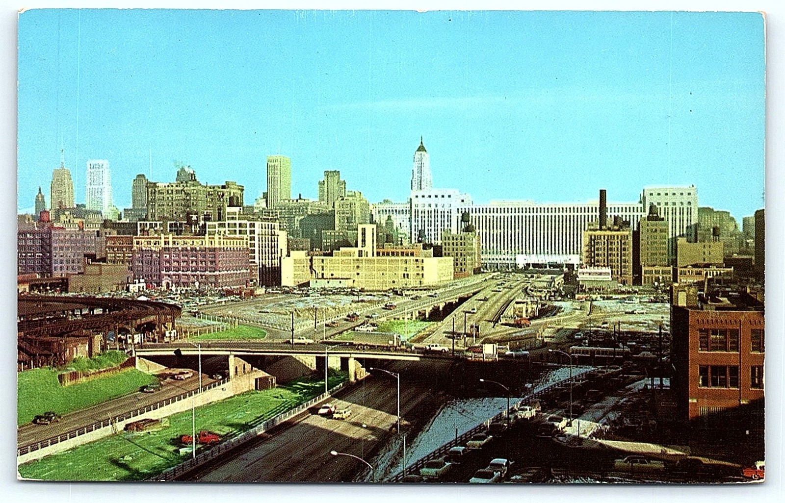 1958 Chicago Congress St Exp & Post Office Postcard