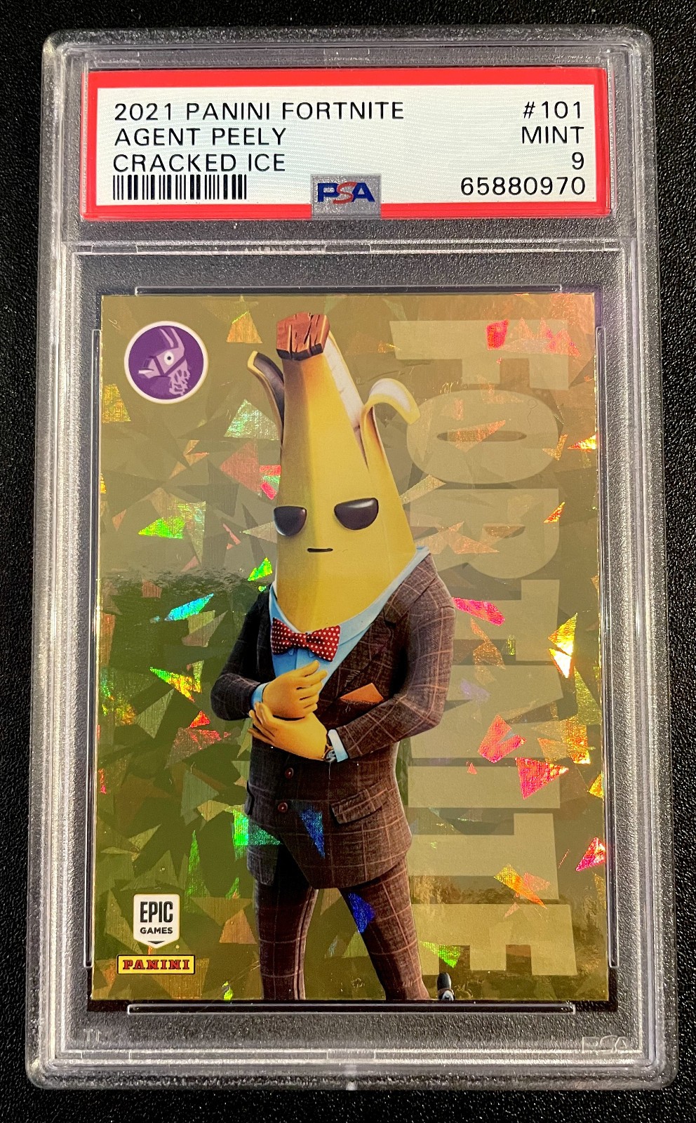 2021 Panini Fortnite Agent Peely Cracked Ice #101 Series 3 - PSA 9 USA