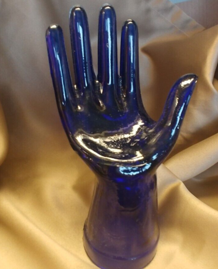 Late 20th Century Cobalt Blue Glass Hand Collectible - 8 1/2\