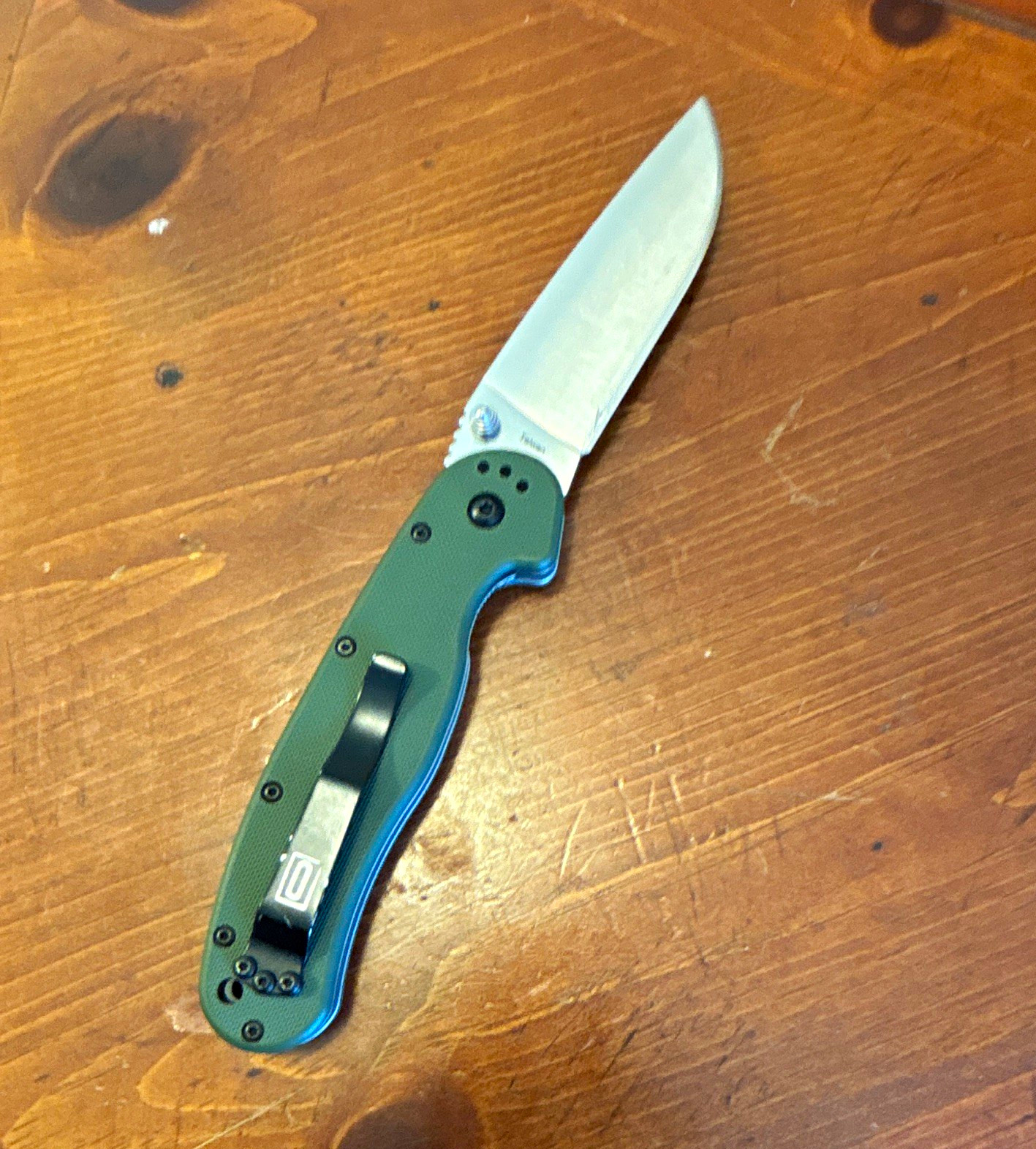 Ontario RAT Model 1 AUS-8 Pocketknife Green G10 Plain Drop Point Liner Lock