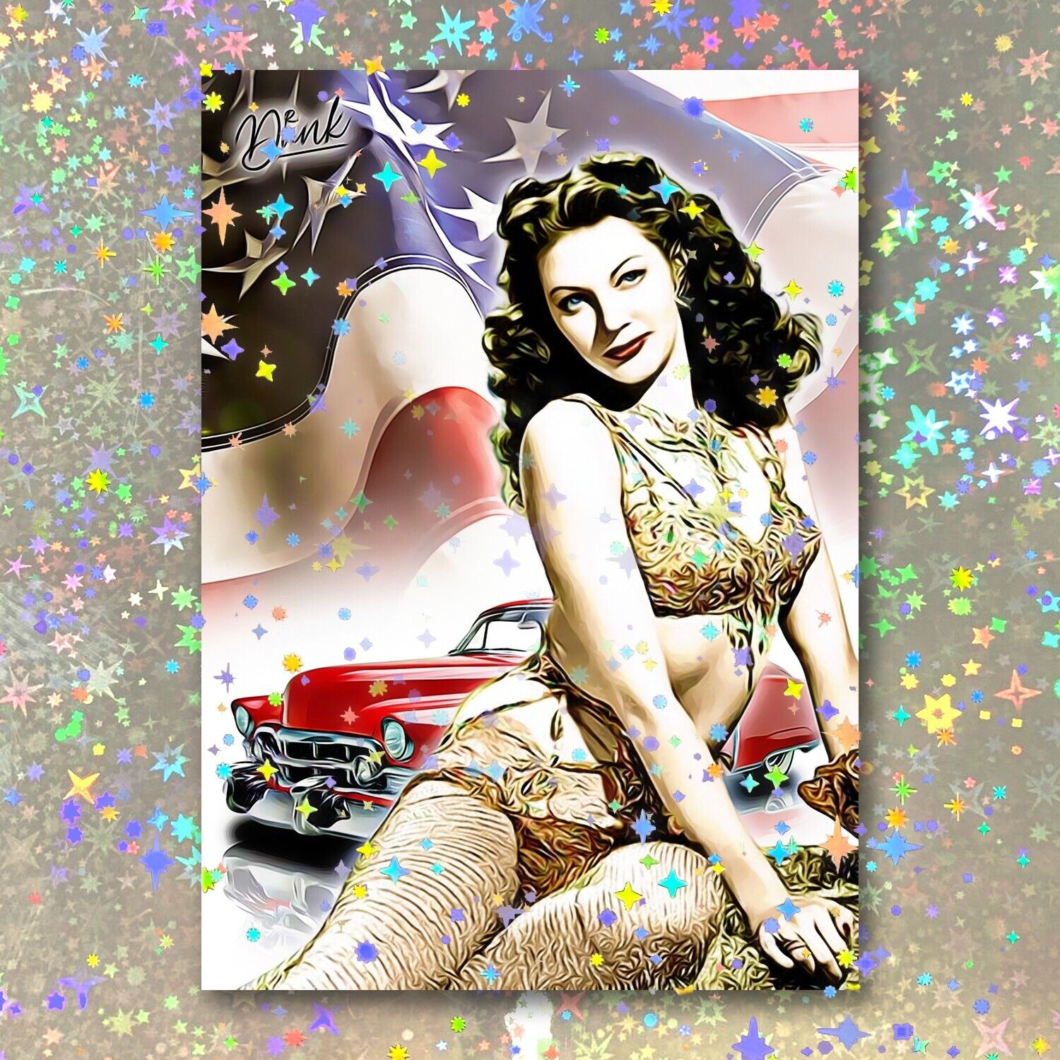 Yvonne De Carlo Hologrpahic Pin-Up Patriot Sketch Card Limited 1/5 Dr. Dunk