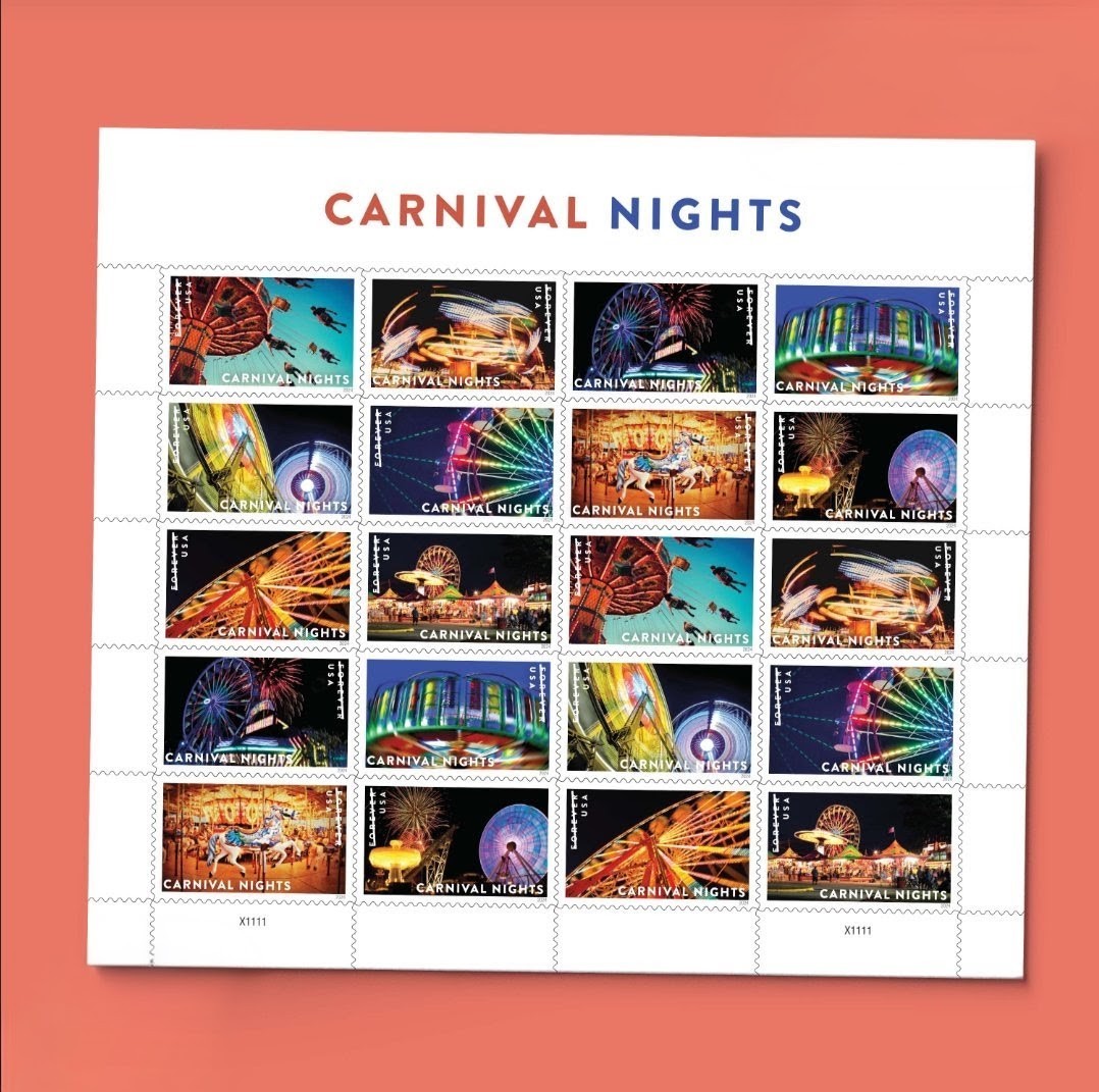 USPS 2024 Carnival Nights Forever Stamps Sheet of 20, Party, Fun USPS 2024 Carnival Nights Forever Stamps Sheet of 20, Party, Fun