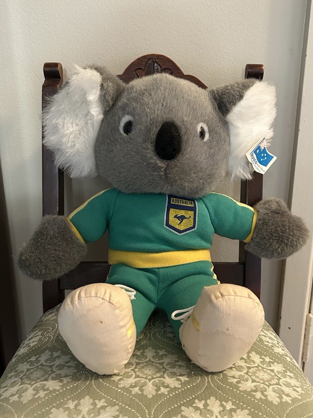 Vtg Rusco Australia Aussie Koala Bear Plush Stuffed Animal Green Tracksuit 6815