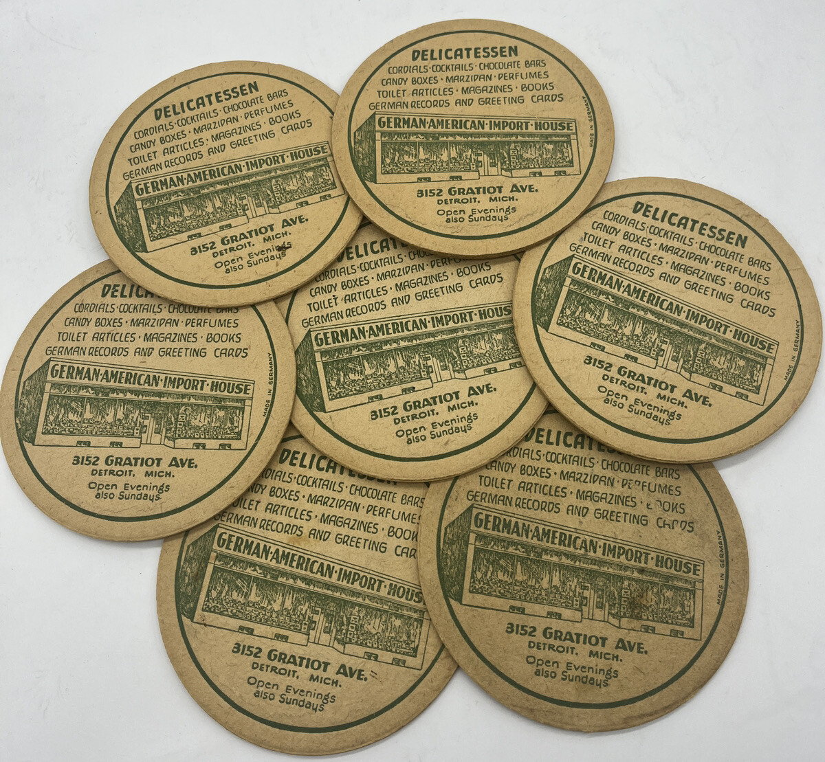 Vtg coasters GERMAN AMERICAN IMPORT HOUSE 4\