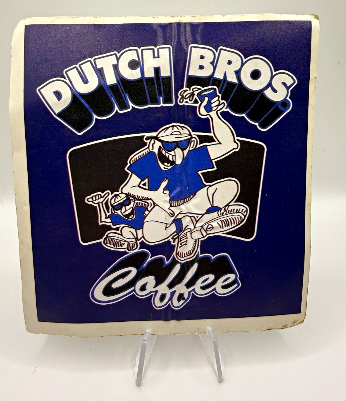 Rare Early Vintage Dutch Bros Coffee Sticker Damaged Original Old Design HTF
