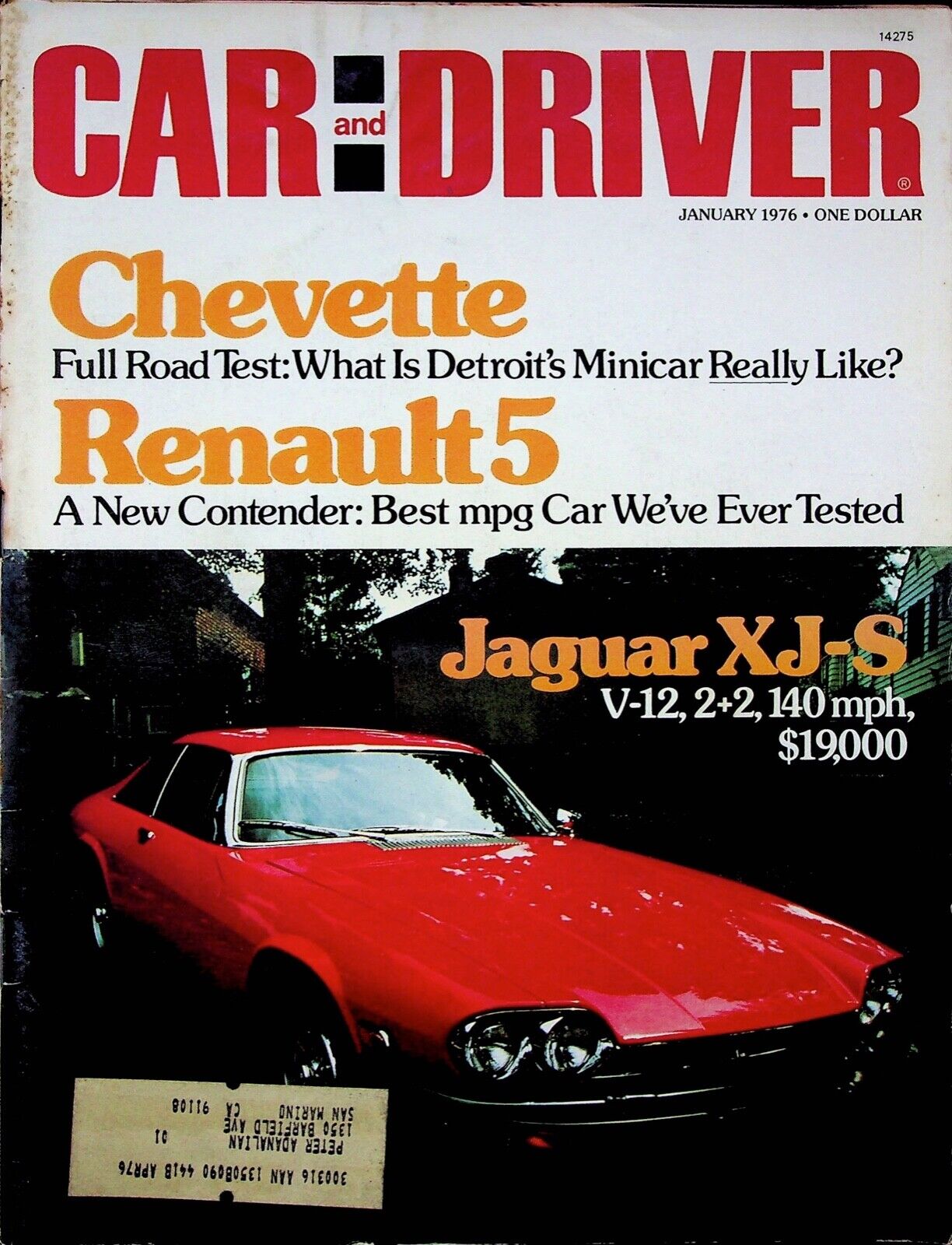 Jaguar XJ-S V-12, 2+2, 140 mph - Car And Driver Magazine -  JAN 1976