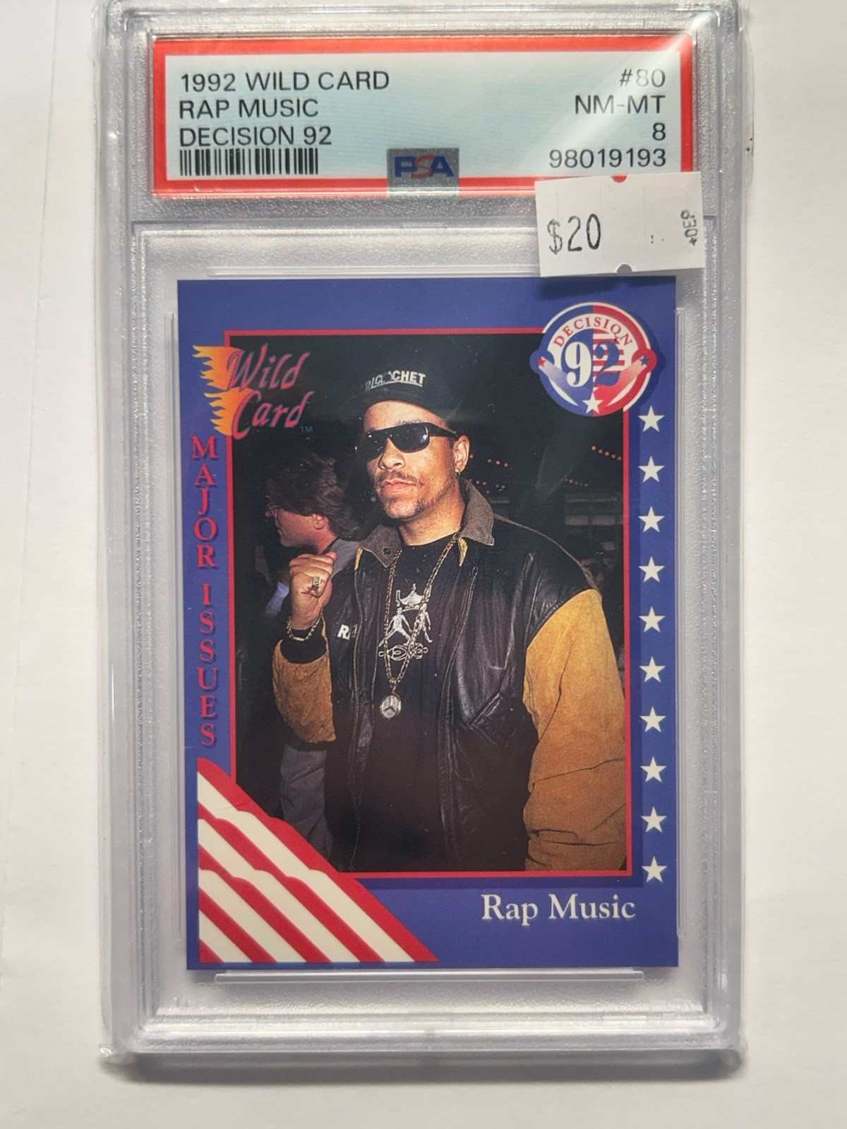 1992 WILD CARD DECISION 92 #80 ICE-T RAP MUSIC PSA 8