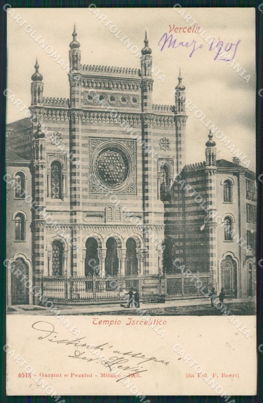 Vercelli city Israeli temple postcard QZ2262