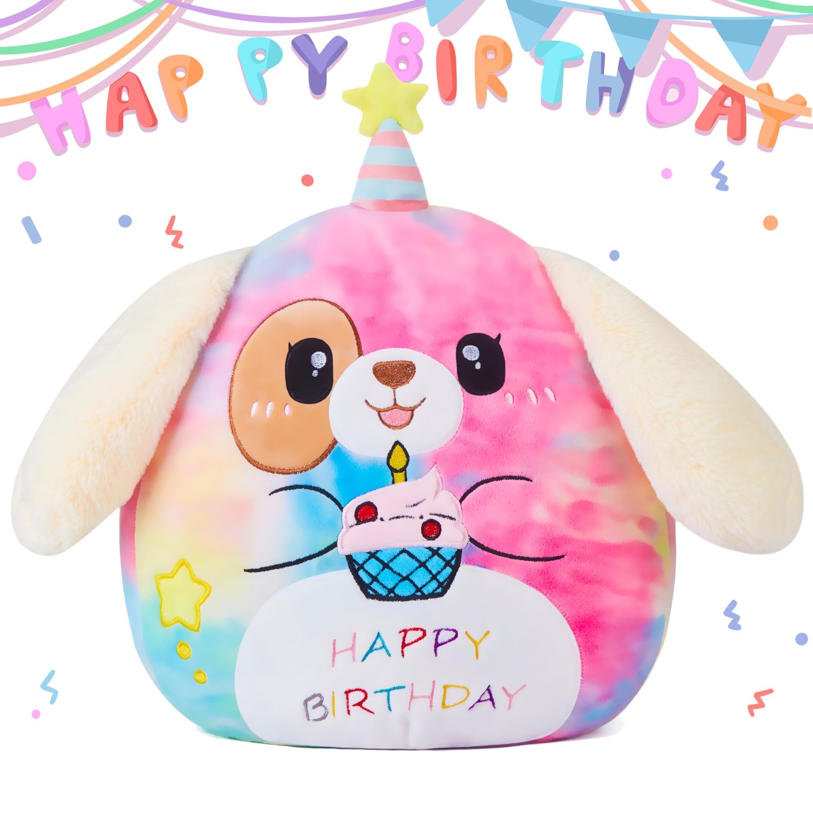 Original 14.5-Inch Large Happy Birthday Dog Plush Pillow Stuffed An... Fast Ship