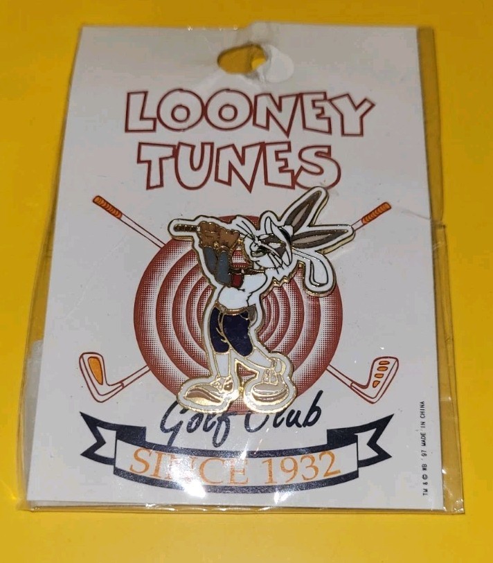 Vintage 1997 Bugs Bunny Looney Tunes Golf Club Enamel Pin New In Package Warner