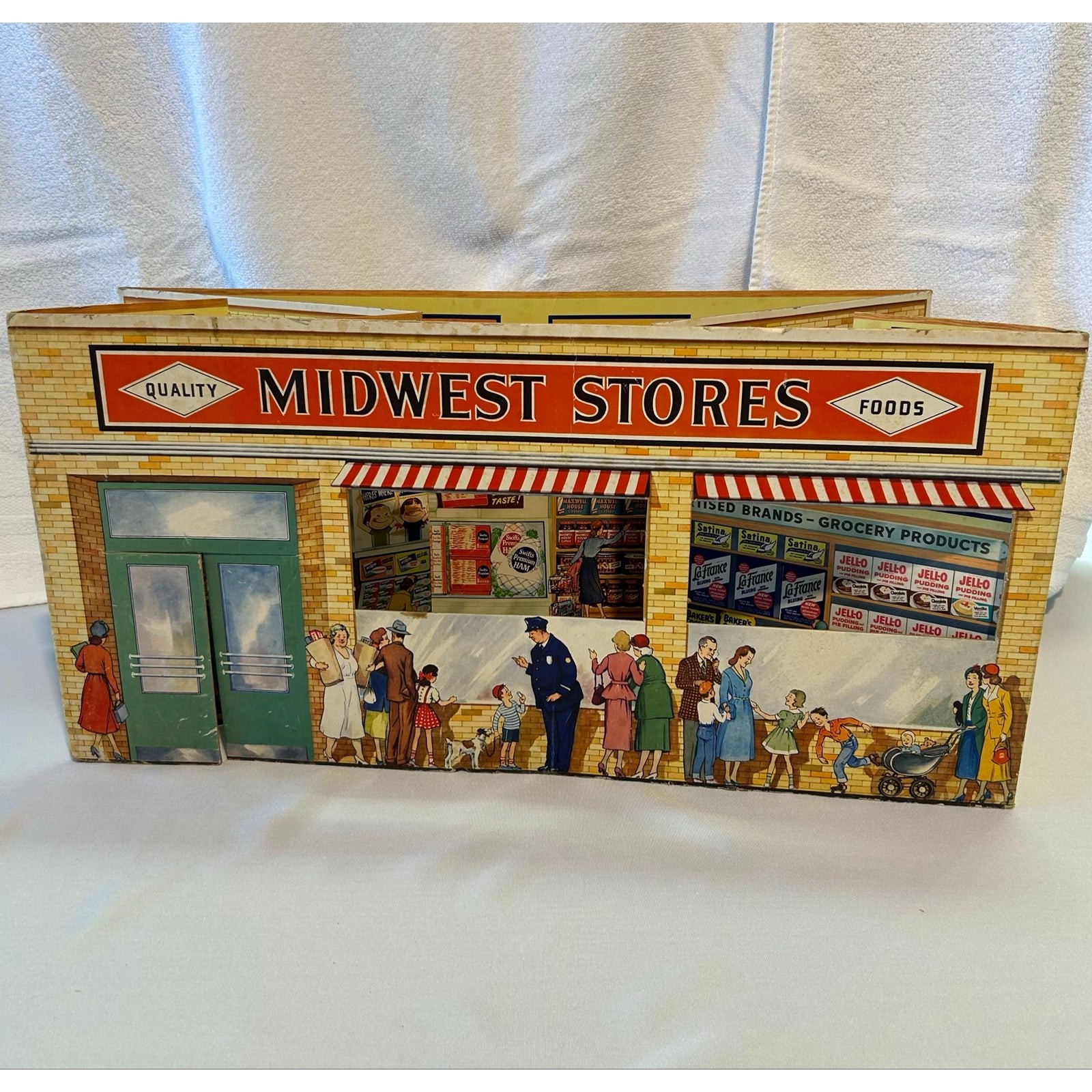 Vintage Midwest Stores Cardboard Foldout Supermarket Toy Playset
