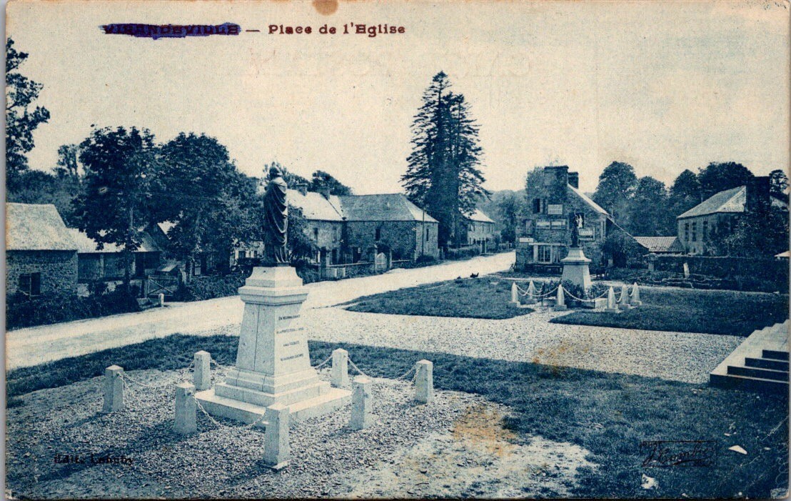 Place de l’Eglise France Vintage Postcard Village Square Church c1910