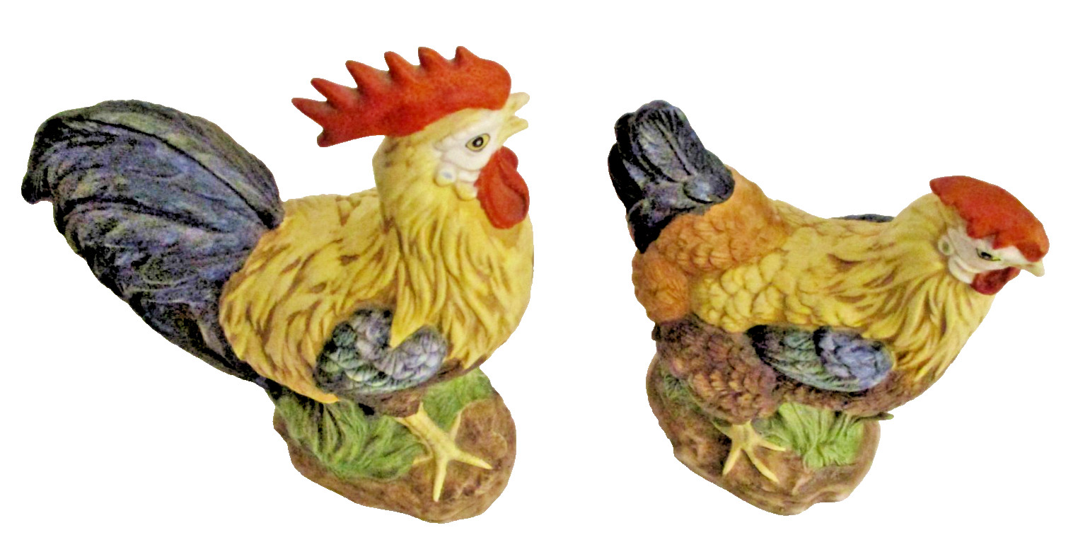 Pair of Lefton Rooster & Chicken Figurines (SKU# 2758) Pair of Lefton Rooster & Chicken Figurines (SKU# 2758)