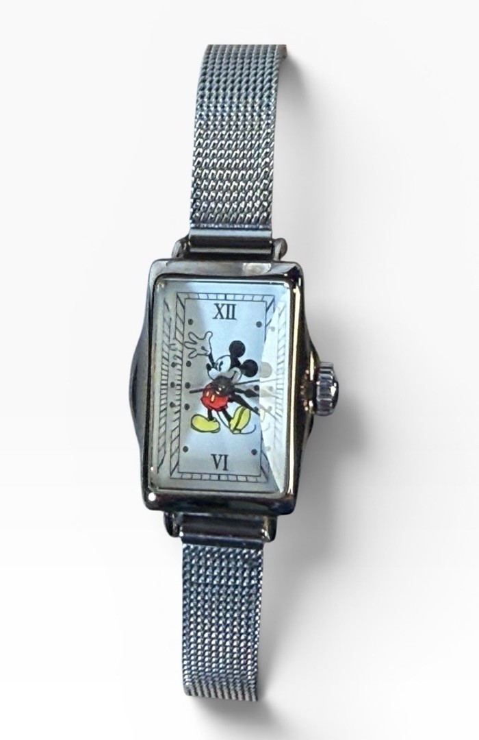 Vintage Disney Mickey Mouse Tank Watch Faceted Petite New Battery