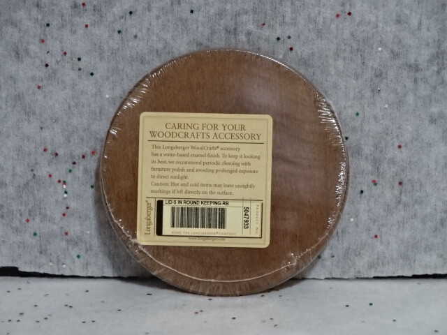 LONGABERGER KEEPING BOOKING COASTER 5 INCH ROUND BASKET WOODCRAFT LID RICH BROWN