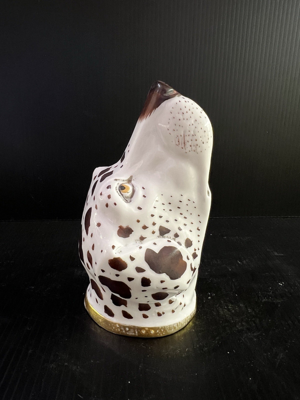 Antique And vintage ceramic dog-head Spotted Hound Or Dalmatian stirrup cup