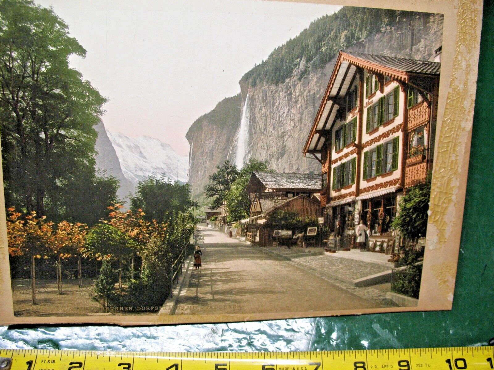 BERNESE OBERLAND LAUTERBRUNNEN DORFSTRASSE MIT STAUBBACH 9\'\' X 6.5\'\' PHOTOCHROME