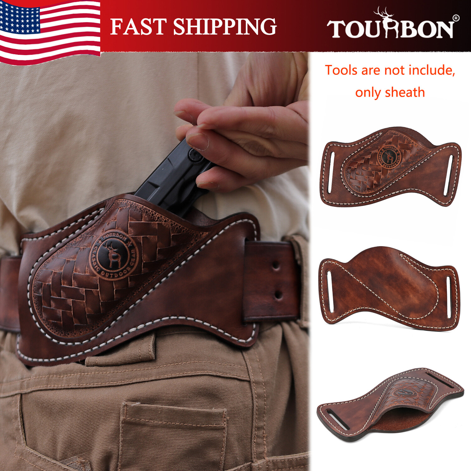 TOURBON Genuine Leather Pockets Knife Sheath Sleeve Multi Tool Belt Holster Gift TOURBON Genuine Leather Pockets Knife Sheath Sleeve Multi Tool Belt Holster Gift