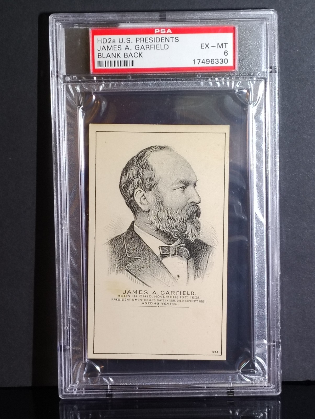 🏛️1880 HD2a U.S. Presidents JAMES GARFIELD Blank Back PSA 6 POP1 RARE Antique