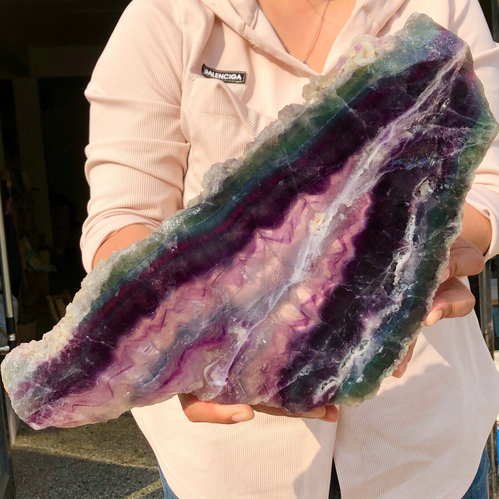 10.48lb  Natural beautiful Rainbow Fluorite Crystal Rough stone specimens cure