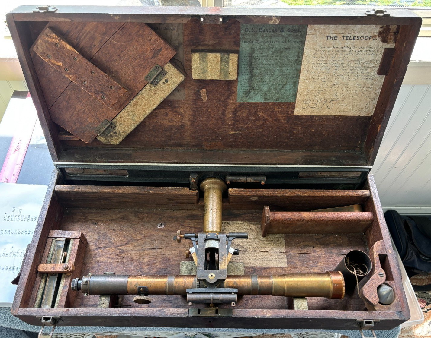 ANTIQUE C.L. BERGER & SONS PLAIN TABLE ADILADE NO. 3395 BOSTON MASS 1897-1900