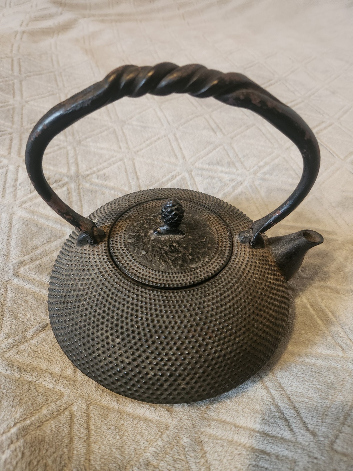 Japanese Nambu Tekki Kumagai Kenjiro Sand Iron Teapot Rare Handcrafted Kettle