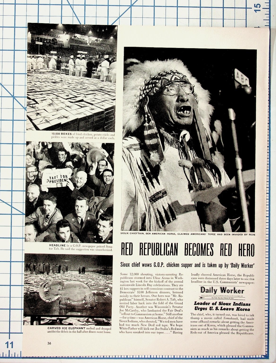 1952 Sioux Chief Ben American Horse GOP Lincoln Day Dinner Daily Worker News