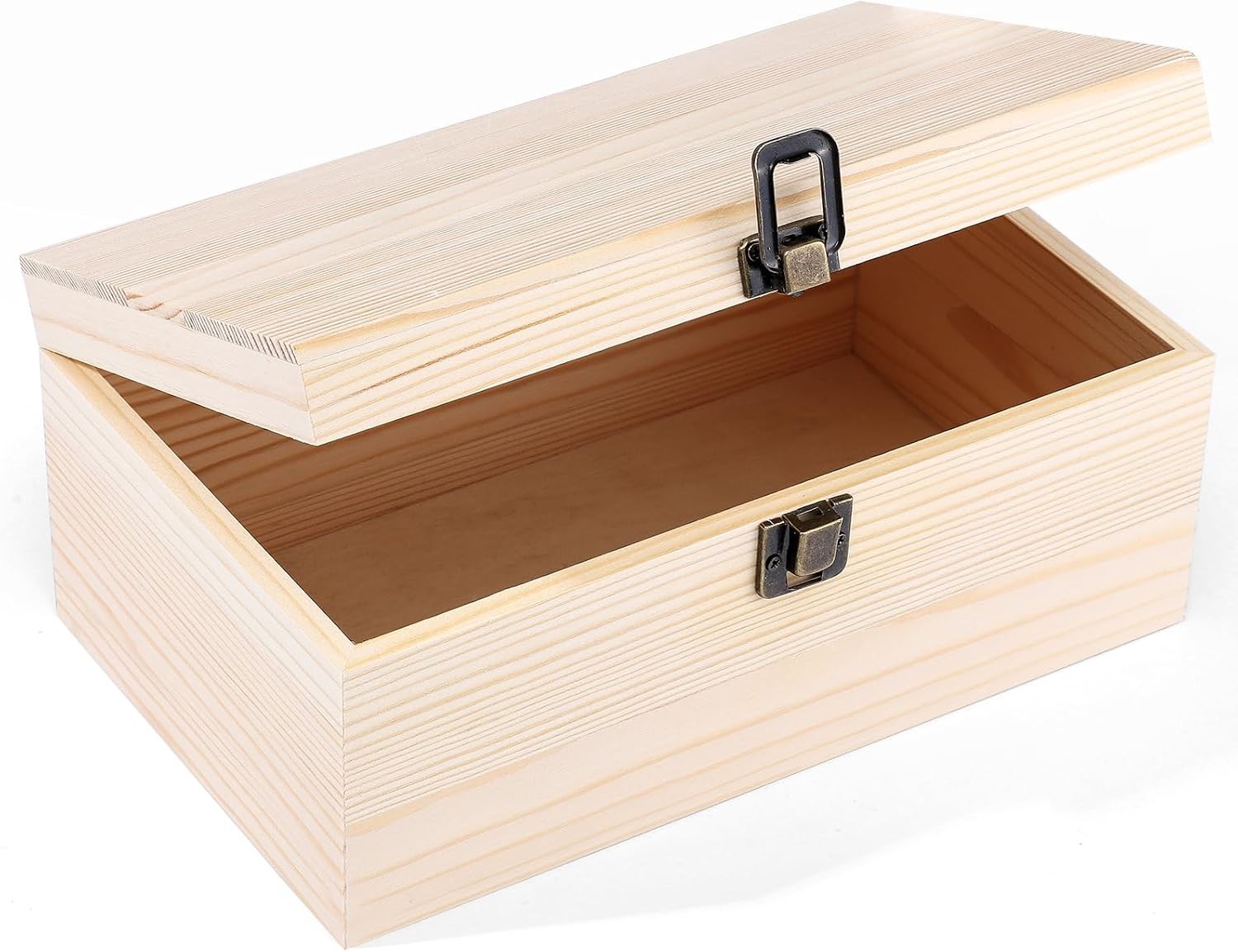 9.2 x 5.5 x 3.9 in, Unfinished Wood Box with Hinged Lid