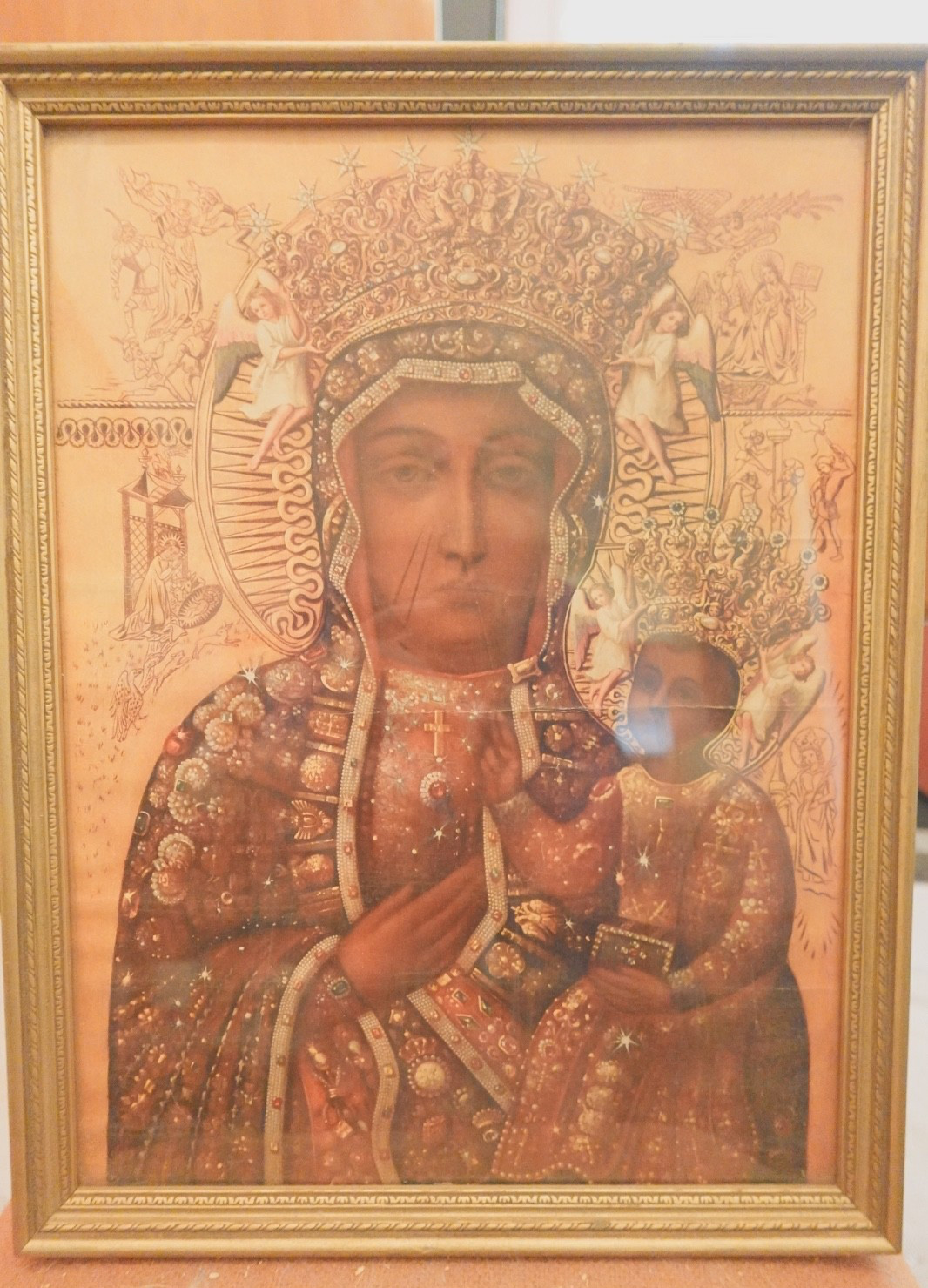 Antique Black Madonna Sacred Heart of Jesus Pair Prints Antique Frames Catholic Antique Black Madonna Sacred Heart of Jesus Pair Prints Antique Frames Catholic