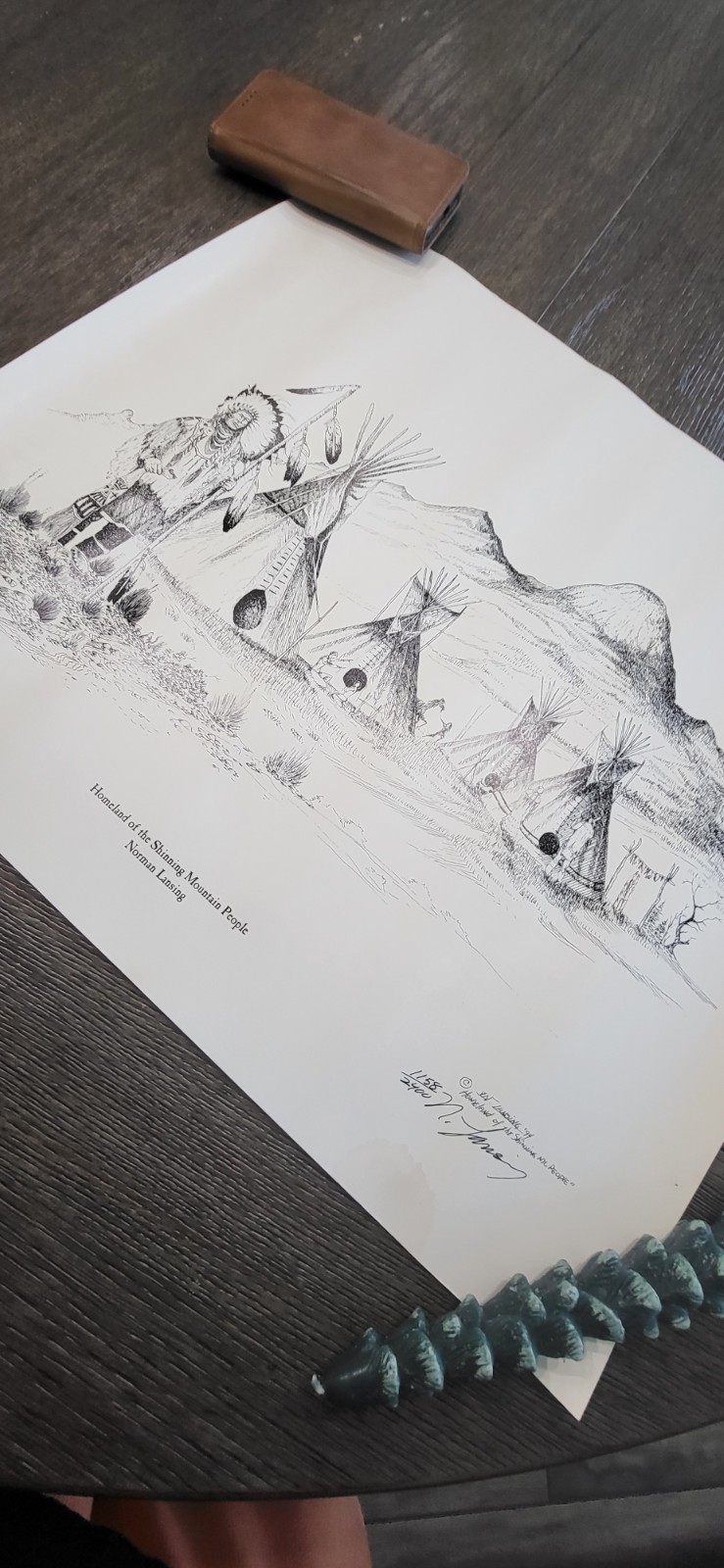 Vtg Norman Lansing UTE Native American Planograph Print Signed 1991 