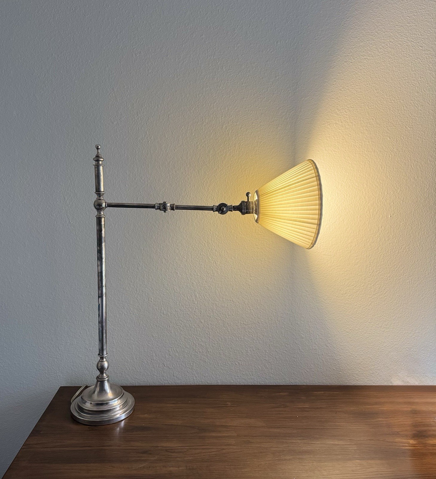 Vintage Robert Abbey Swing Arm Table Lamp – Silver Patina