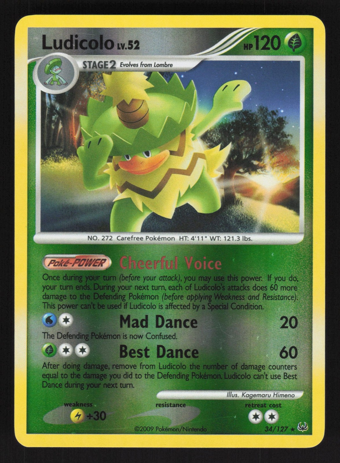 English LP Ludicolo 34/127 PL Reverse Holofoil Pokemon Platinum