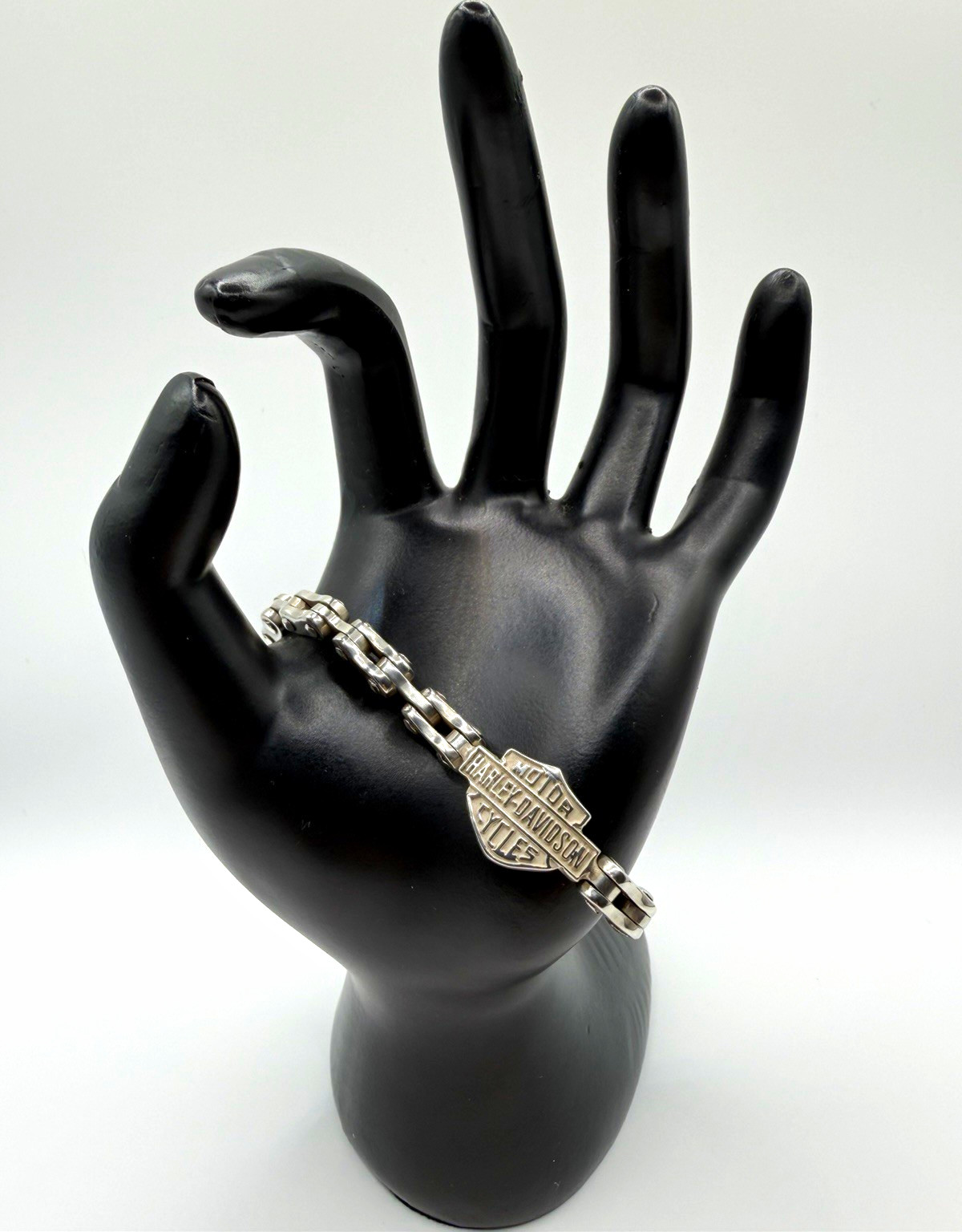 Vintage Harley Davidson Sterling Silver 925 Motorcycle Chain Bracelet 7 1/2 inch