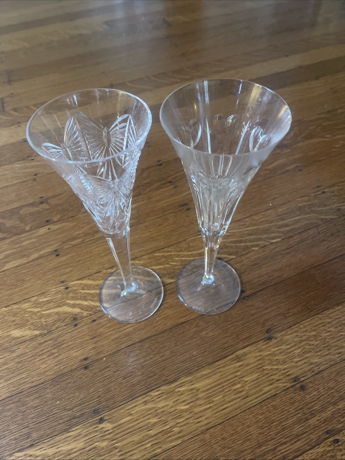Waterford Millennium Love & Happiness Champagne Flutes 9.25” AS IS -Chipped READ