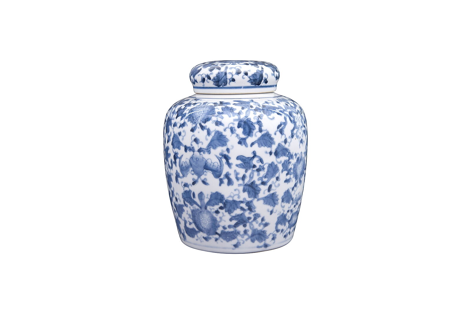 Blue and White Ginger Jar with Lid