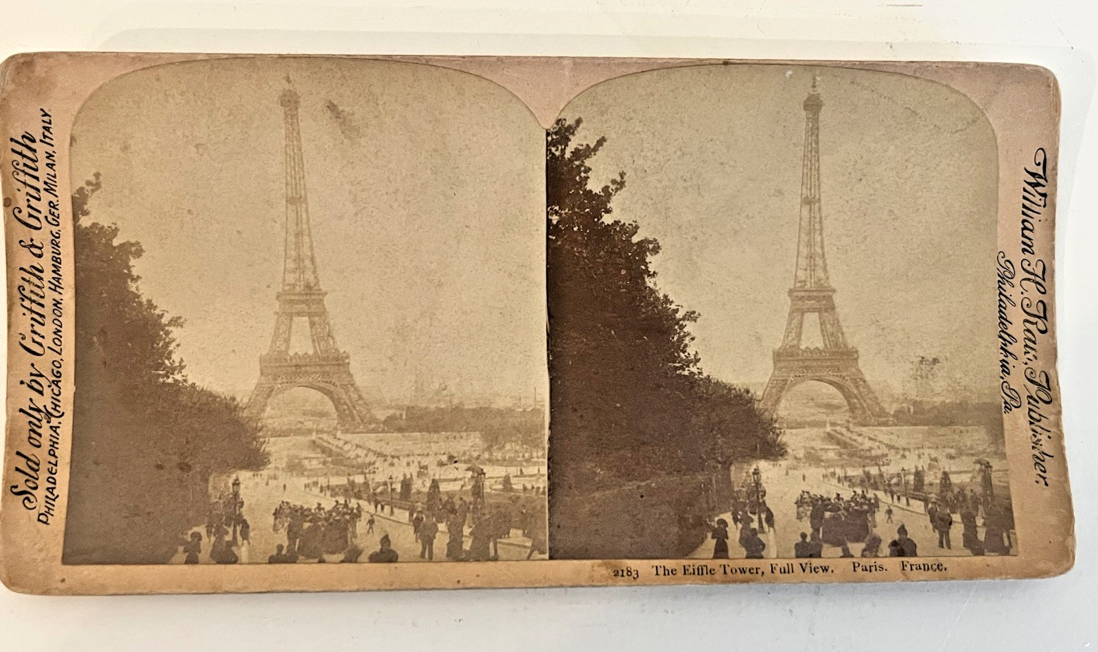Eiffel Tower Full View Paris France Stereoview