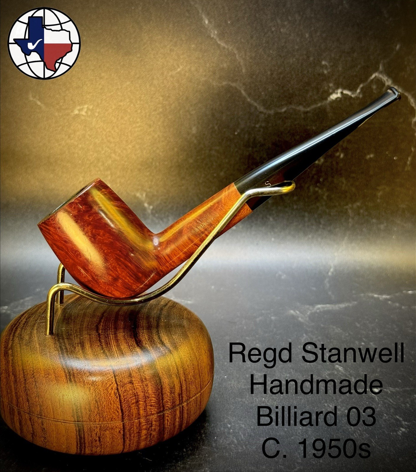 Vintage Regd Stanwell Hand Made Billiard 03 C. 1950s Tobacco Pipe