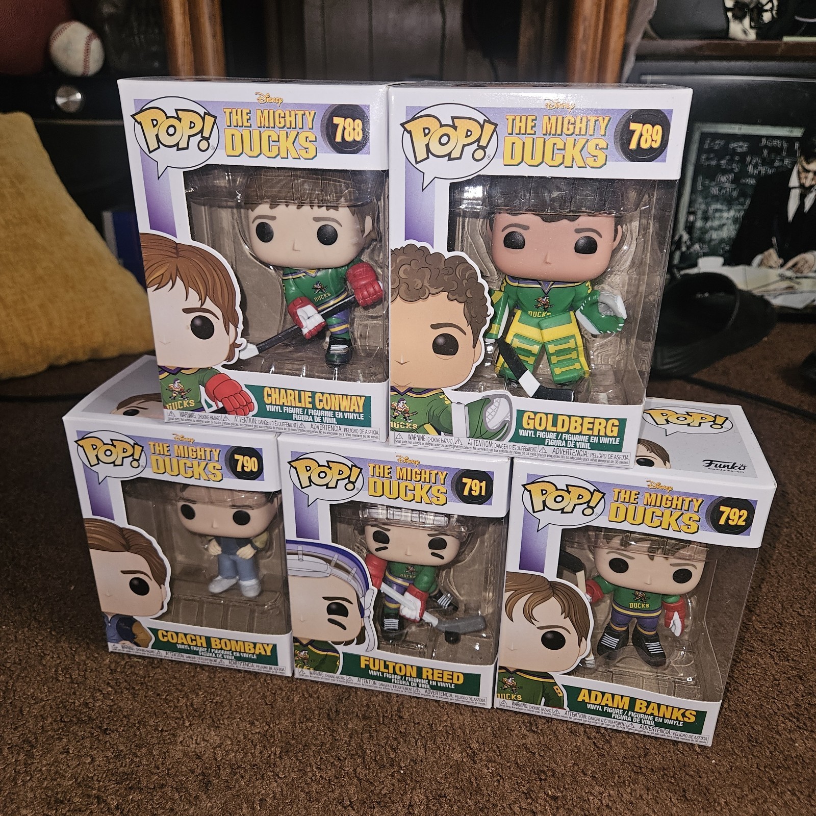 Funko Pop The Mighty Ducks Complete Set of 5 Collectible Figures Great Shape 