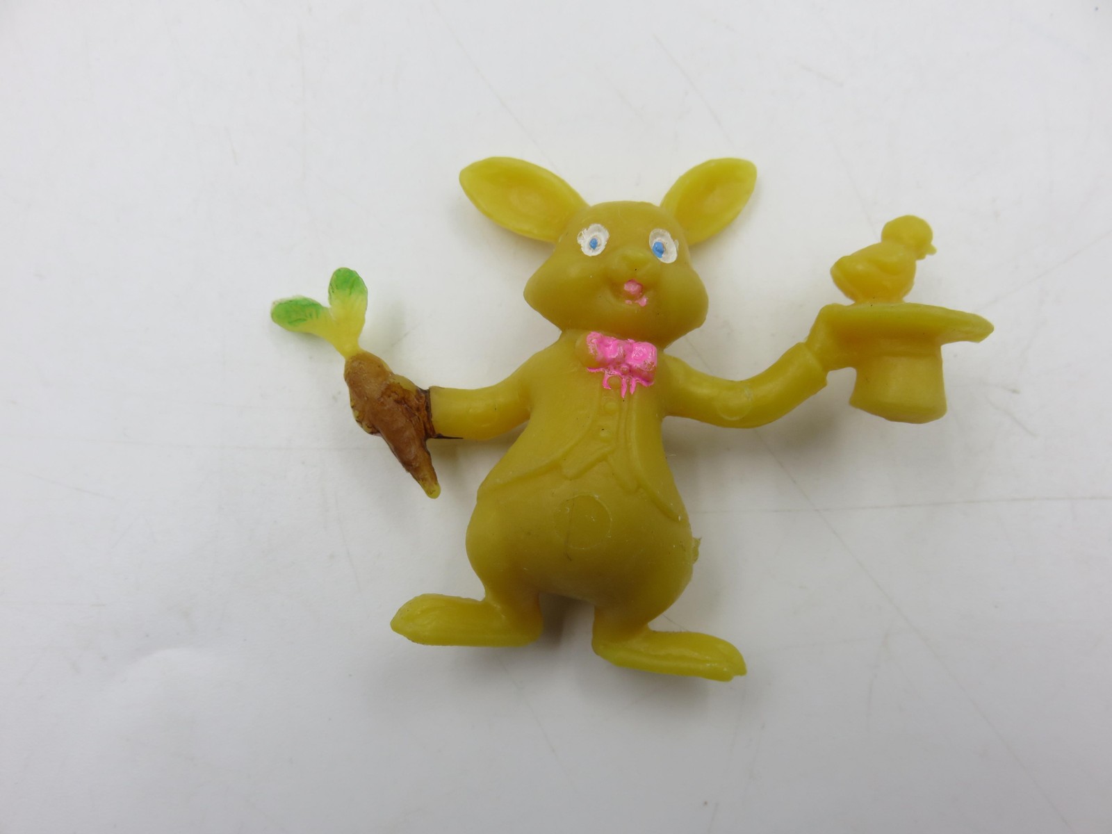 Vintage Yellow Plastic Bunny Rabbit Magician Figurine Made in Hong Kong Easter