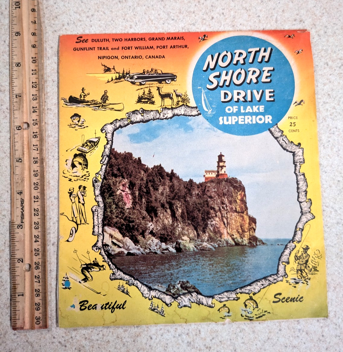 Vintage 1951 Lake Superior Minnesota  pull out Map North Shore Drive