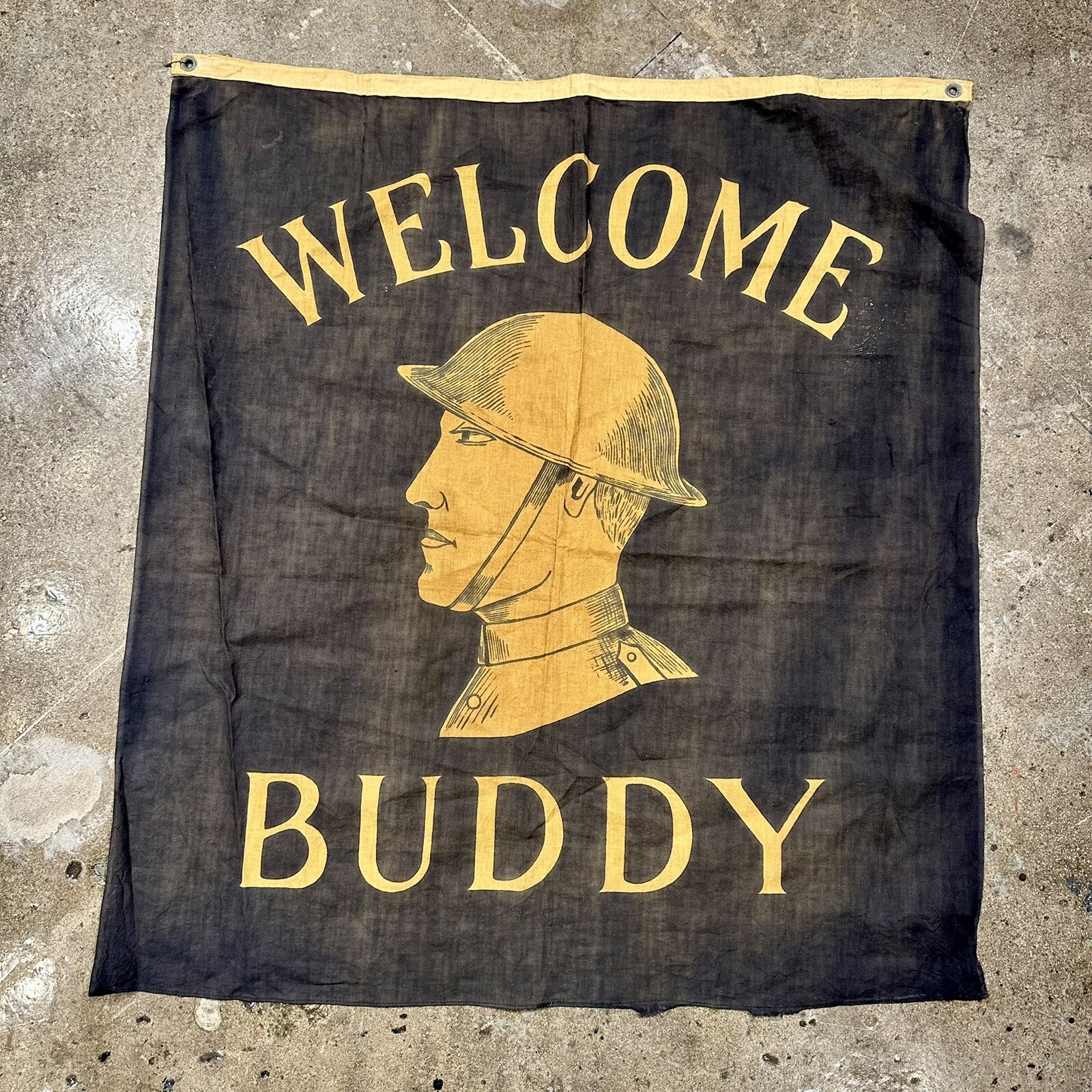 Original WW1 Linen Welcome Buddy Flag Doughboy Homefront