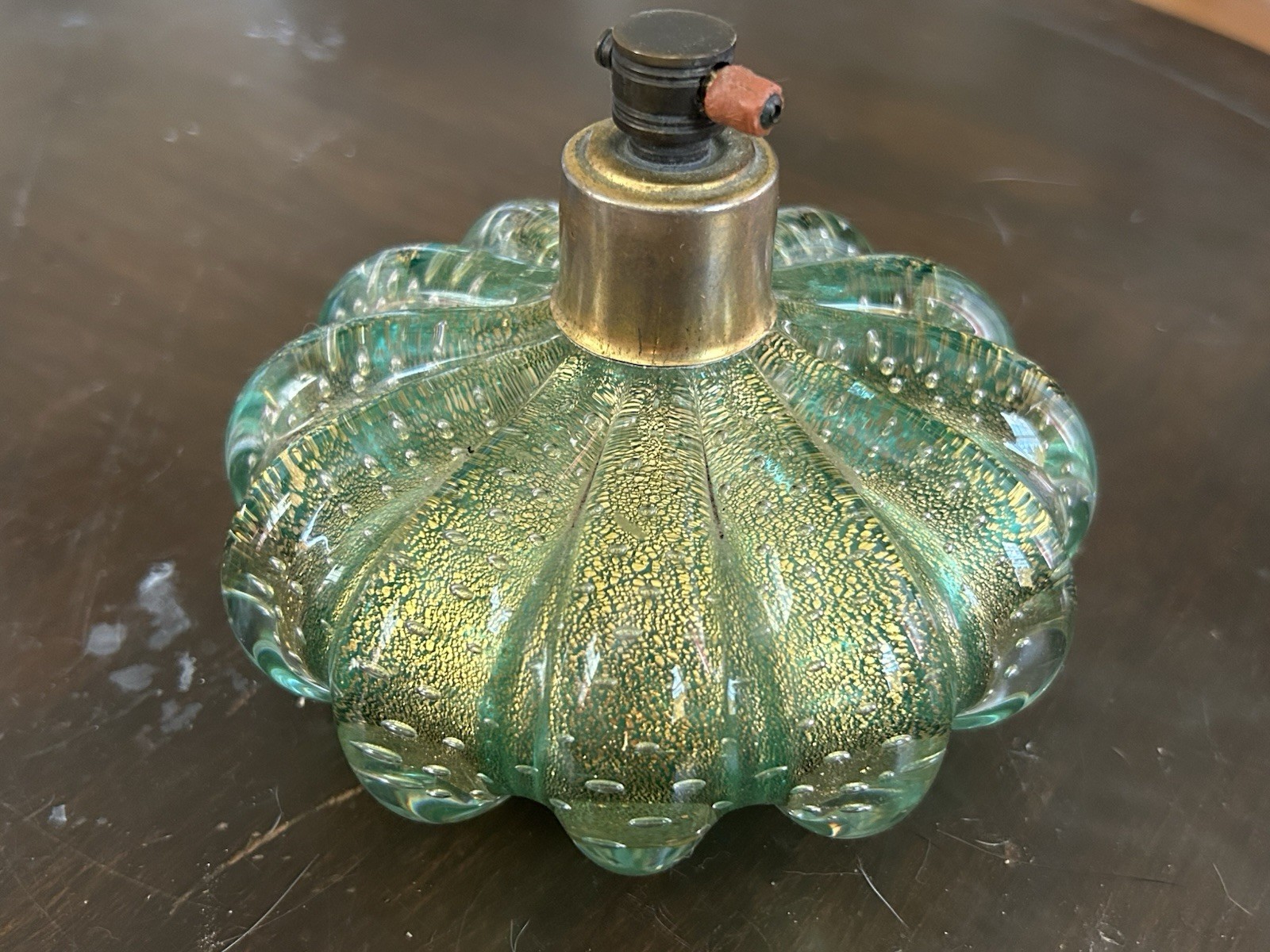 Italian Murano Gold Dust Glass Barovier & Toso Cordonato D Oro  Perfume Bottle